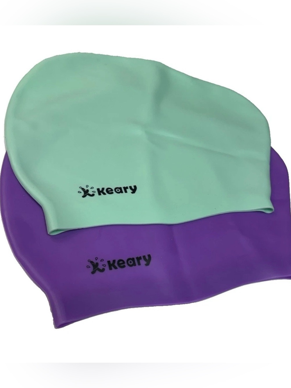 Keary Silicone Swim Caps 2-Pack Lot of 2 - Mint Green & Purple